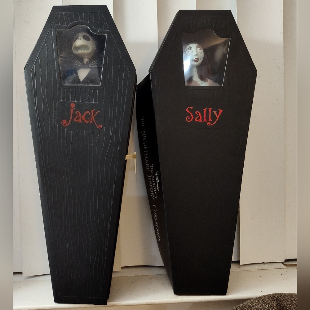 Nightmare Before Christmas Jack Sally Collection Dolls Coffin Box Rare